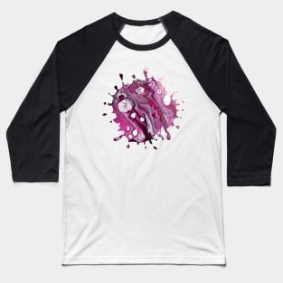 Pink/Purple Acrylic Pour Painting Baseball T-Shirt